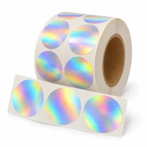 מדבקה עגולה פוליפרופילן תרמי כסף קשת 50 מ״מ 1,000 בגליל